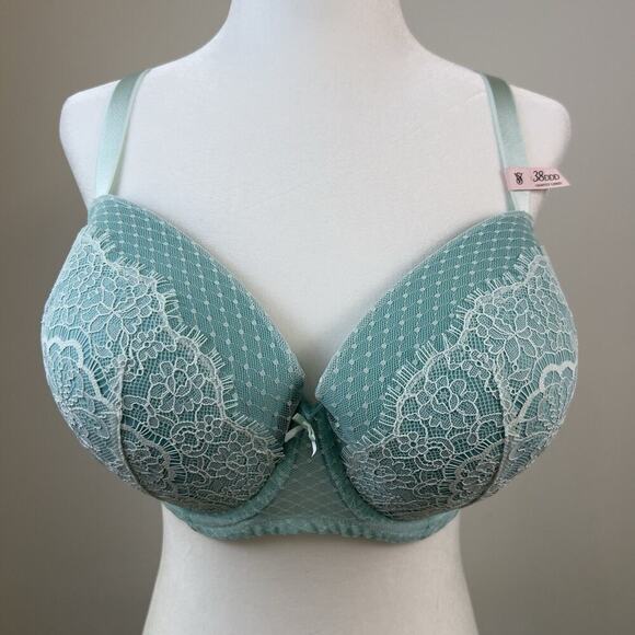 Victoria's Secret Dream Angeles Bra 38DDD Lightly Lined Lace Demi Crystal Water - Picture 1 of 8
